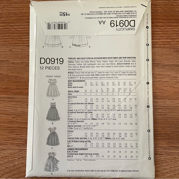 🔴 Girls Dress Sewing Pattern - Picture 2 of 2